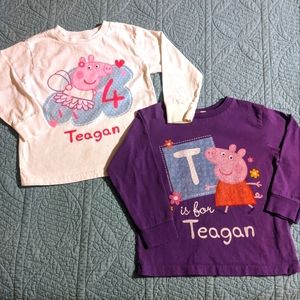 Teagan Peppa Pig 4 Year Old Birthday Shirts